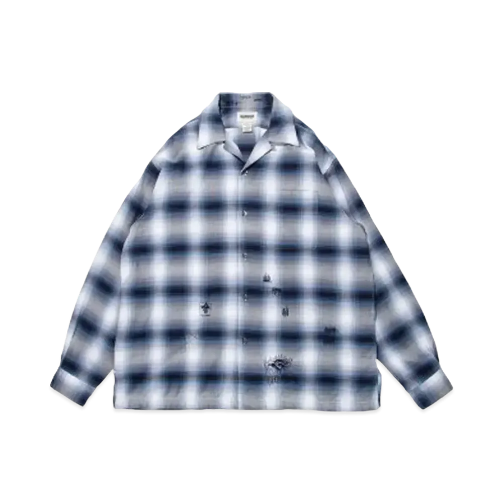 BOW WOW RAYON CHECK SHIRTS REPAIRED "BLUE x WHITE REPAIRED"