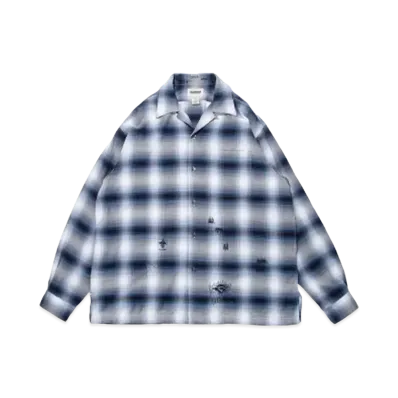 BOW WOW RAYON CHECK SHIRTS REPAIRED "BLUE x WHITE REPAIRED"