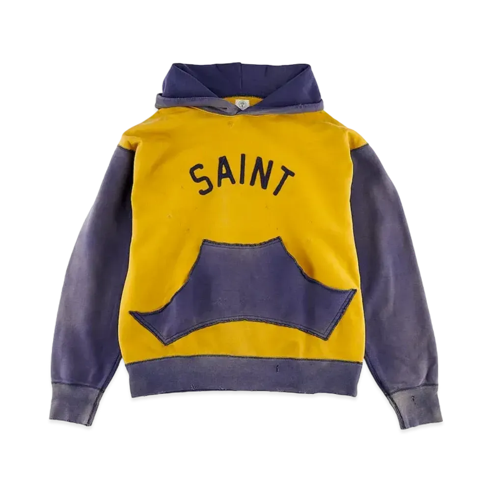 SAINT Mxxxxxx FELT HOODIE "Yellow Navy"
