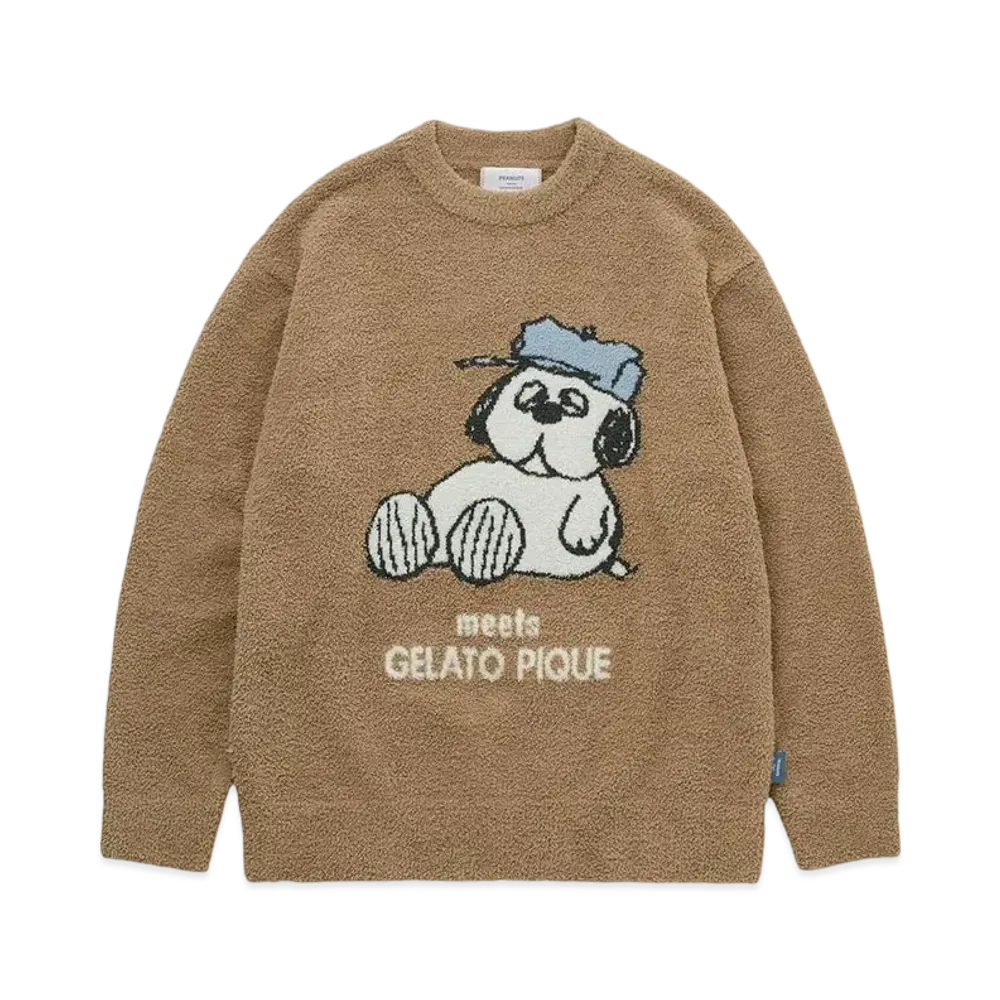 GELATO PIQUE x PEANUTS Homme Olaf Jacquard Pullover "Camel"