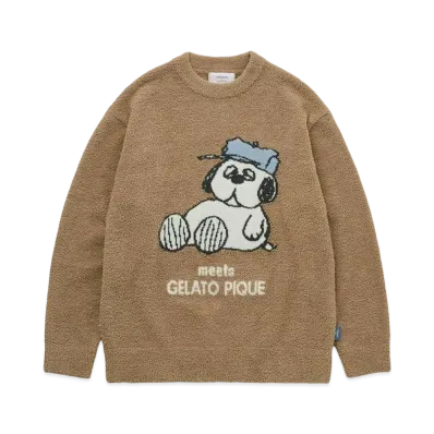 GELATO PIQUE x PEANUTS Homme Olaf Jacquard Pullover "Camel"
