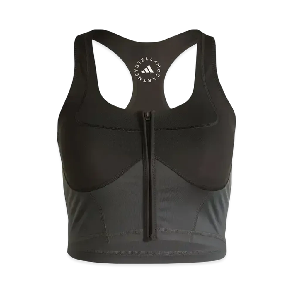 adidas by Stella McCartney Two-Tone Zip Crop Top "Black/Carbon"