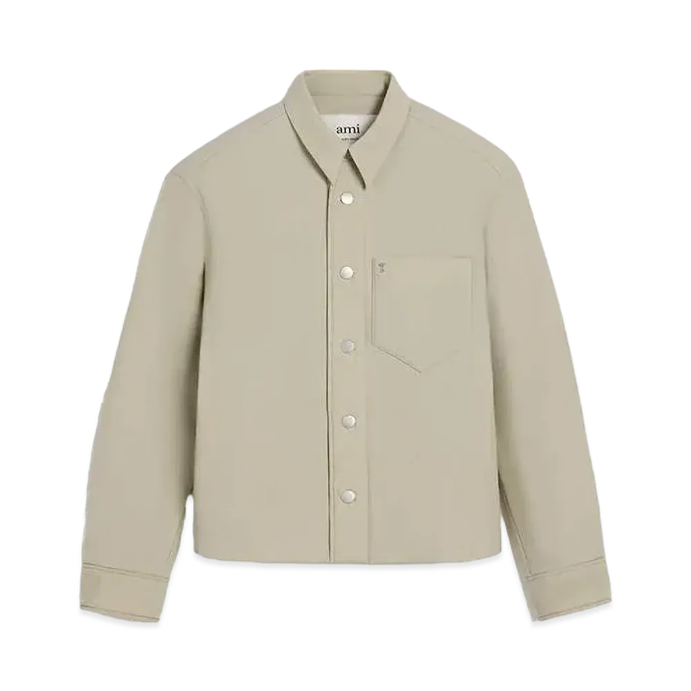 AMI PARIS Technical Canvas Padded Over Shirt "Sage"