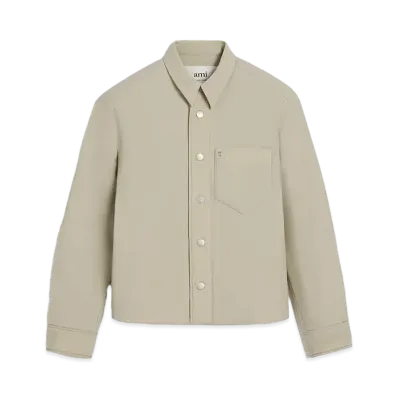 AMI PARIS Technical Canvas Padded Over Shirt "Sage"