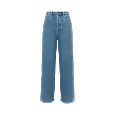 GUCCI Denim Trousers With Gucci Label "Blue"