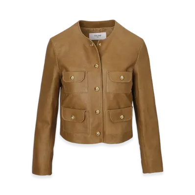 CELINE Veste Col Pur 4 Poches "Cognac"