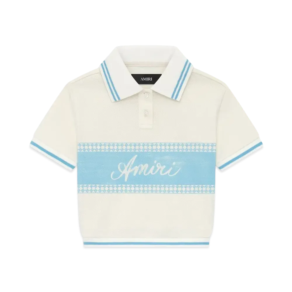 AMIRI Women's Amiri Box Script Cropped Polo "Ice Blue"