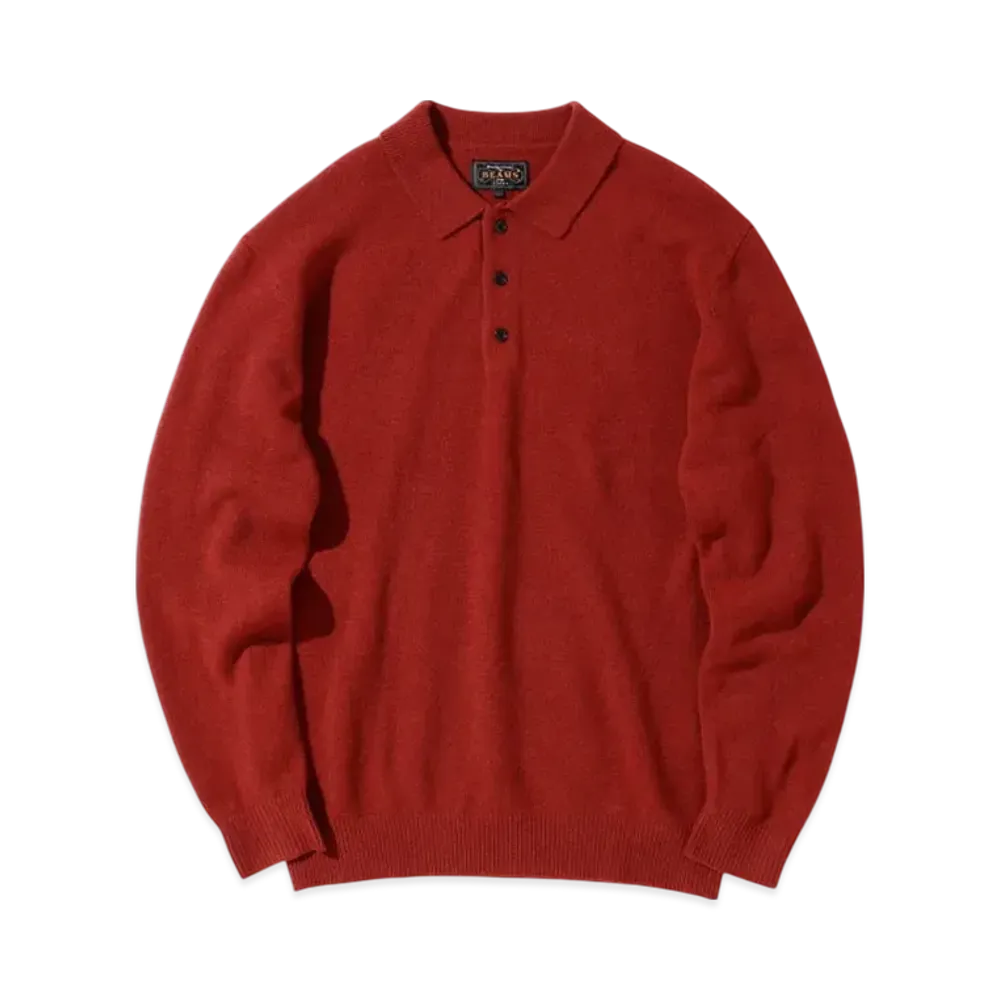 BEAMS Knit Polo 9G "Burgund"