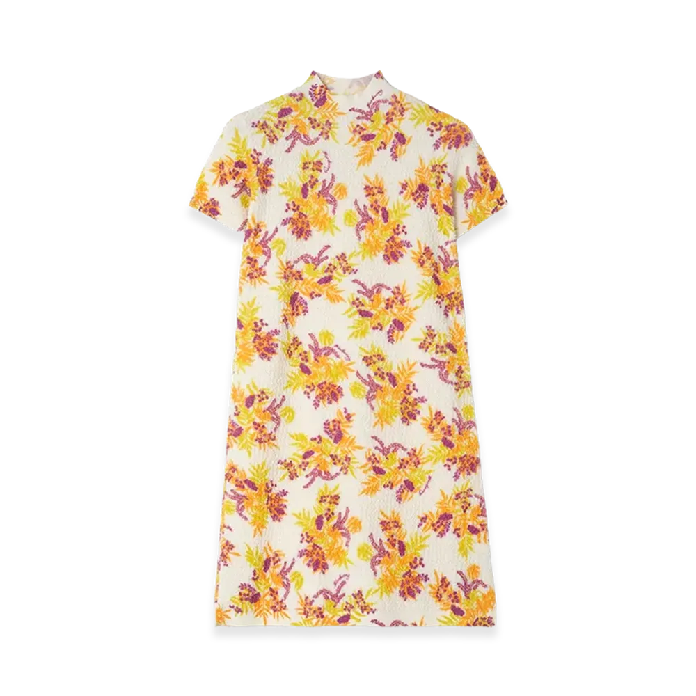 Burberry Women's Floral Cotton Blend Dress "Allium Purple"