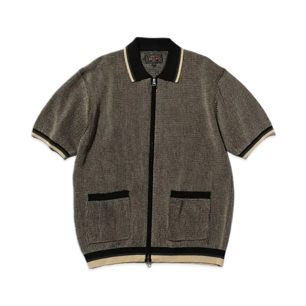 BEAMS Zip Knit Polo Solid "Black"