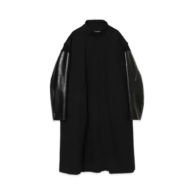 UNDERCOVER Leather Sleeve Cotton Mod Coat "Black"