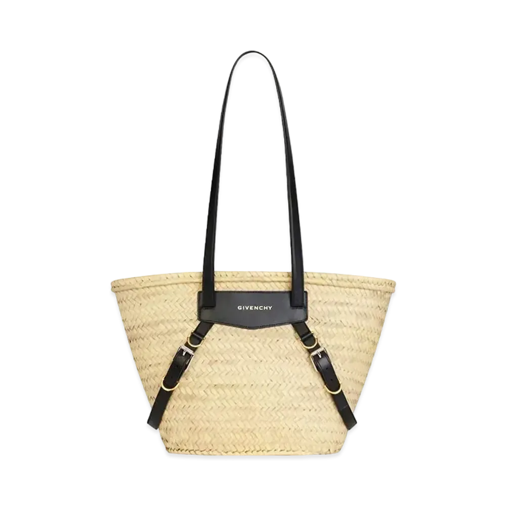 GIVENCHY Medium Voyou Basket Bag In Raffia "Black"
