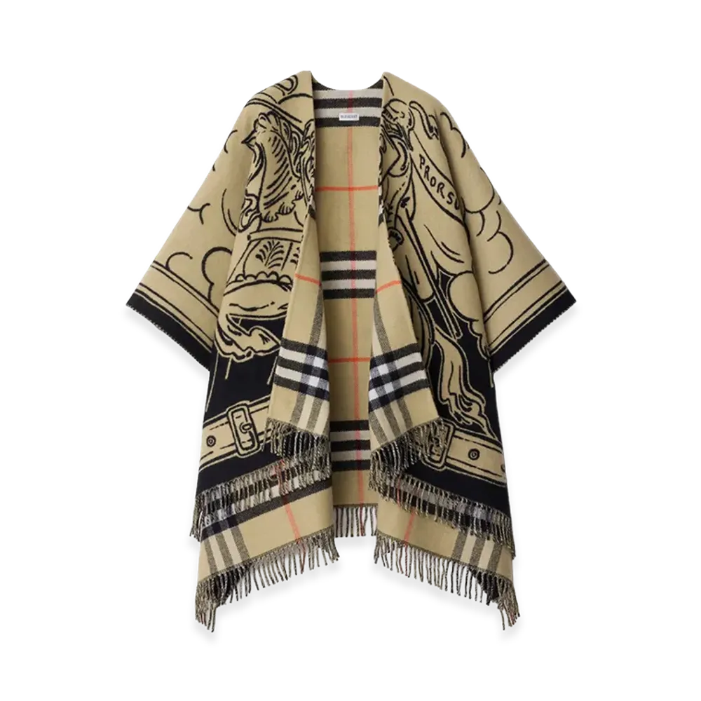 Burberry Women's Stormy Night Wool Cape "Sand"