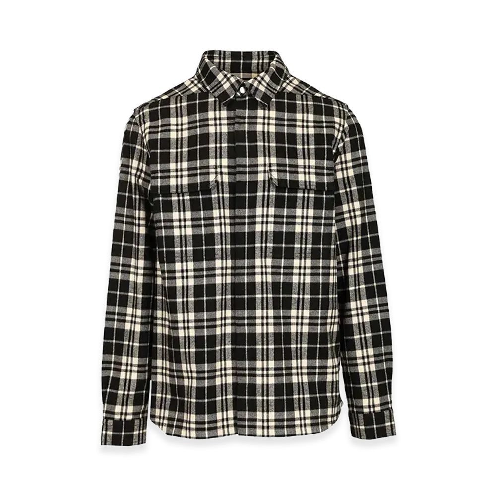 Rick Owens Temple Checked Cotton Shirt "Black"