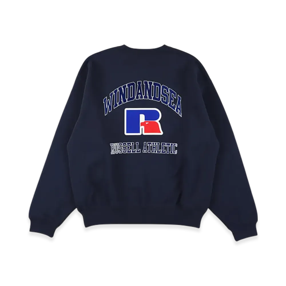 WIND AND SEA Russel Athletics X Wds High Cotton Terry Crewneck "Navy"