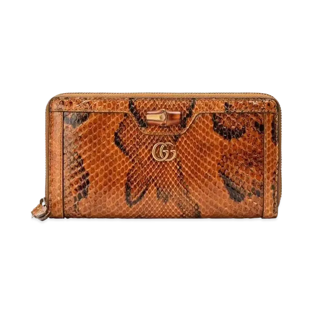 GUCCI Diana Python Zip Around Wallet "Brown"