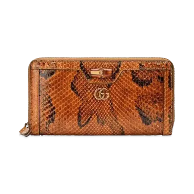 GUCCI Diana Python Zip Around Wallet "Brown"