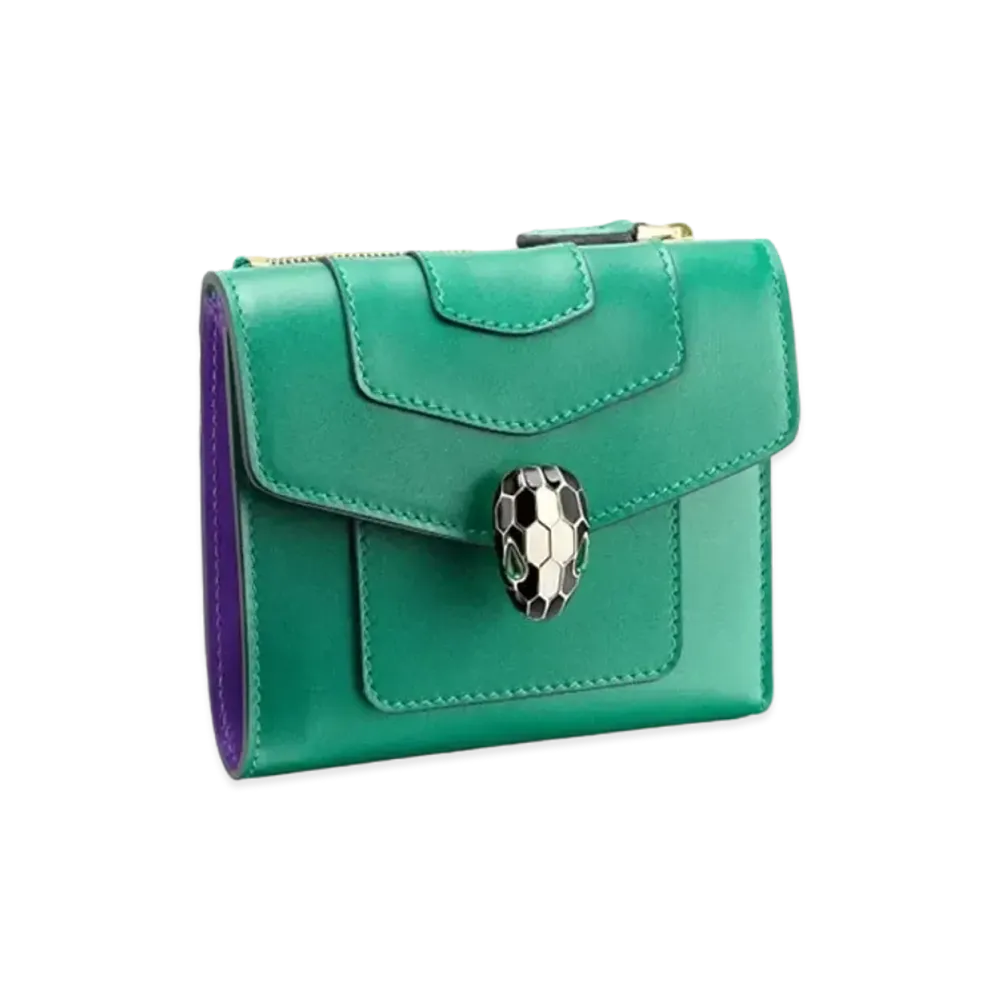 BVLGARI Serpenti Forever Trifold Wallet "Green"