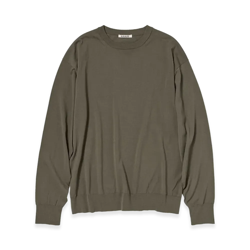 AURALEE Giza High Gauge Knit P/O "Olive Gray"
