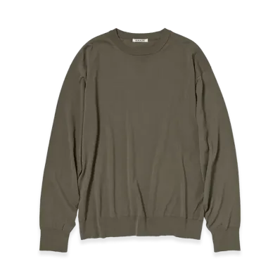 AURALEE Giza High Gauge Knit P/O "Olive Gray"