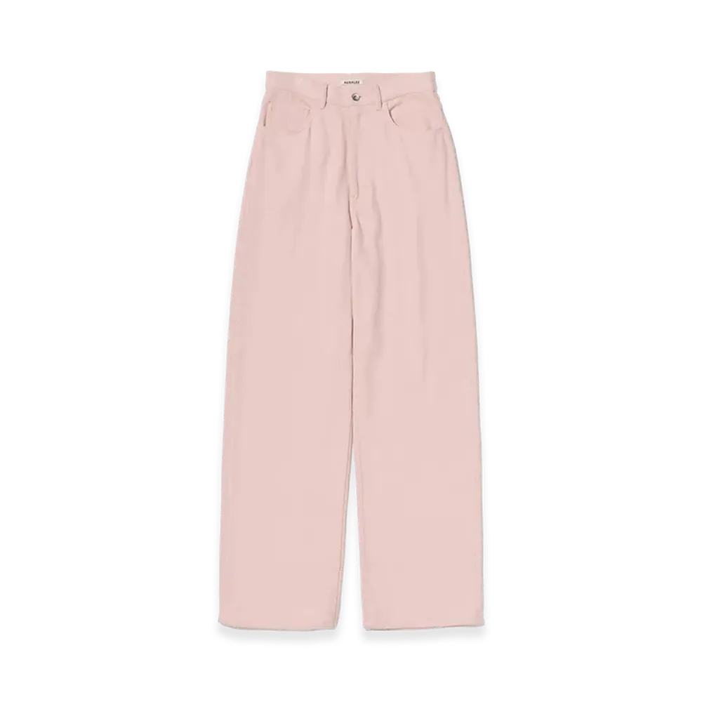 AURALEE Silk Nep Denim 5P Wide Pants "Dusty Pink"