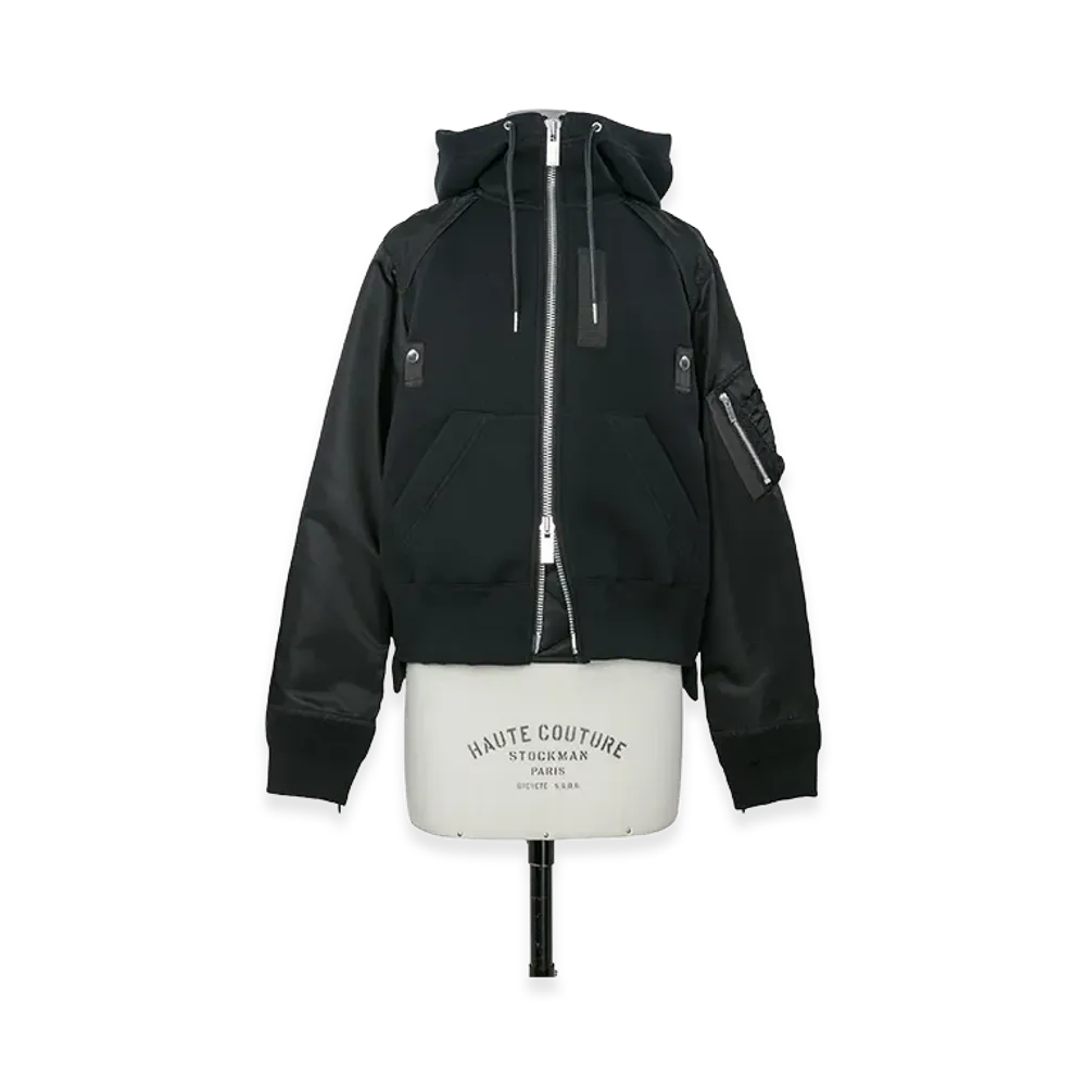 sacai Women's Sponge Sweat Hoodie "Black"