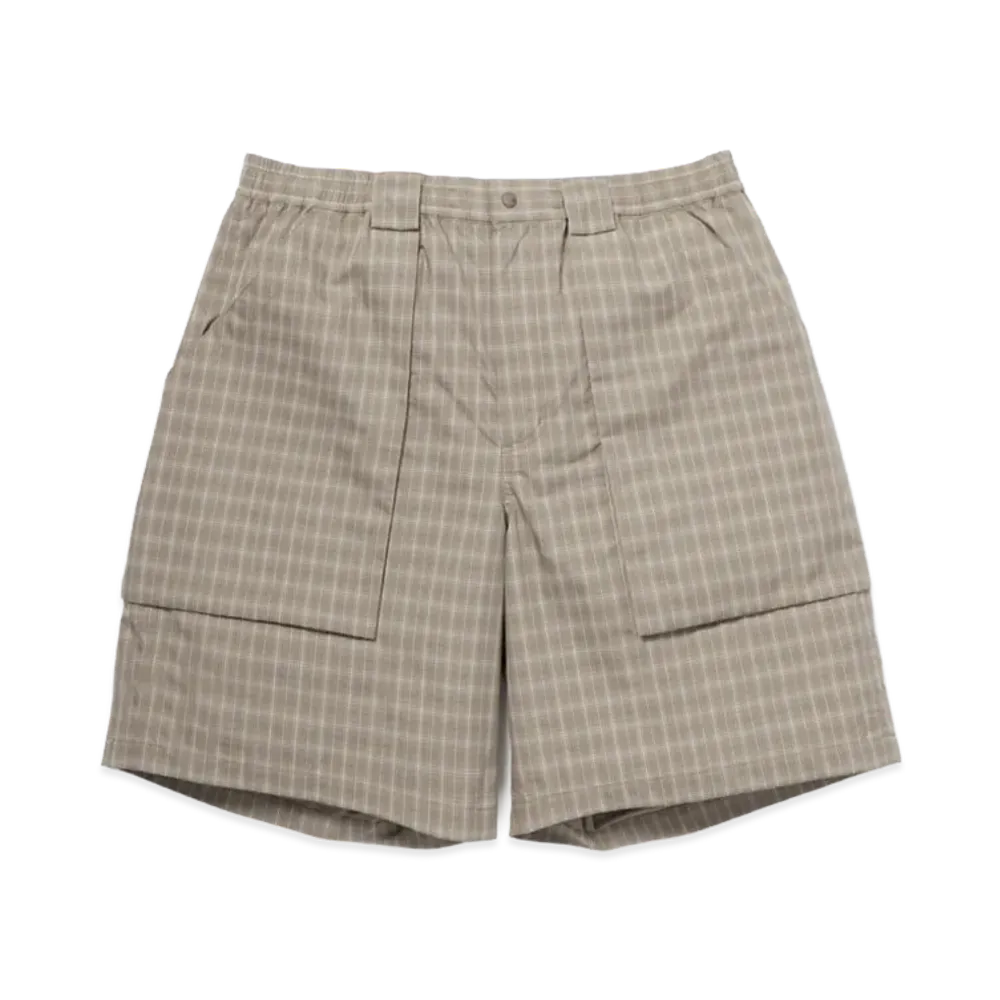 DAIWA PIER39 Women's Tech 3D Pocket Cargo Shorts Summer Plaid "Sage Gray"