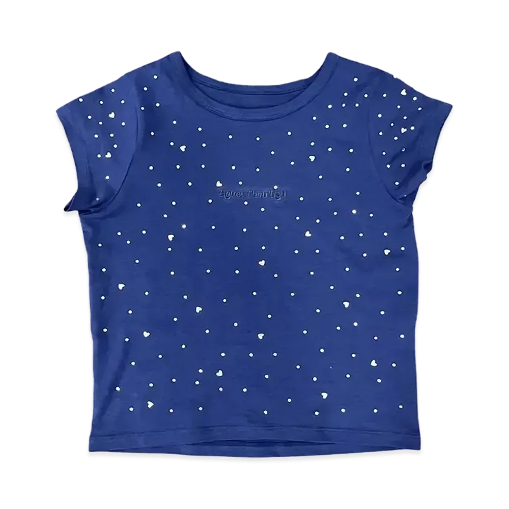 HTH Rhinestone Cropped Tee "NAVY"