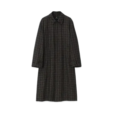 Paul Smith Illumination Check Long Stainless Steel Collar Coat "Black"