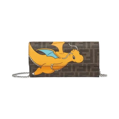 Pokemon x Fragment x FENDI Dragonite Continental Wallet with Chain FF Fabric "Brown"