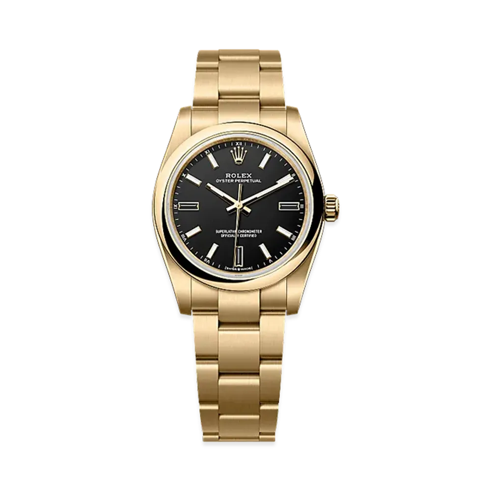 ROLEX Oyster Perpetual 34 Yellow Gold "Black"