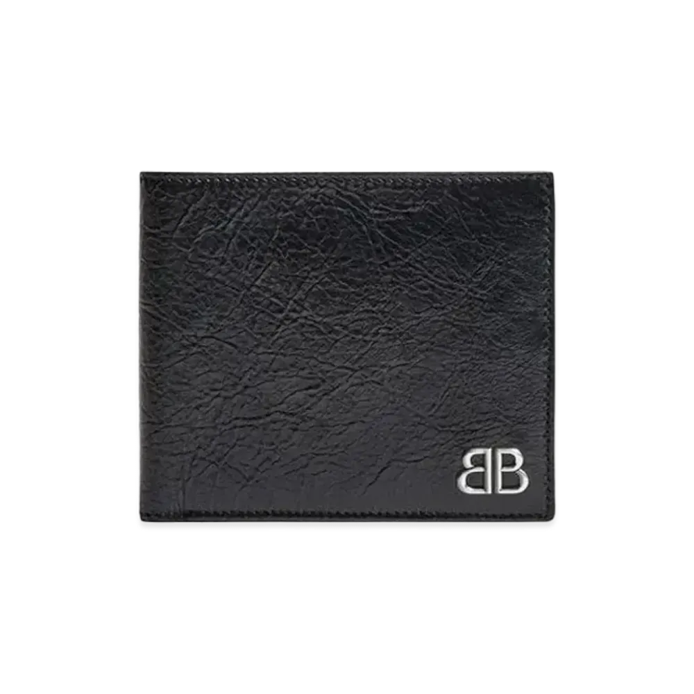 BALENCIAGA Monaco Square Folded Wallet Arena Lambskin "Black"