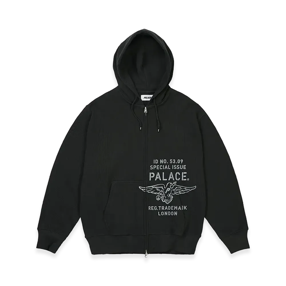 PALACE Dove Stamp Waffle Zip Hood "Black"