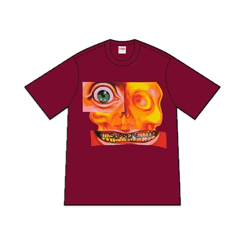 シュプリーム フェイス Tシャツ "バーガンディ"