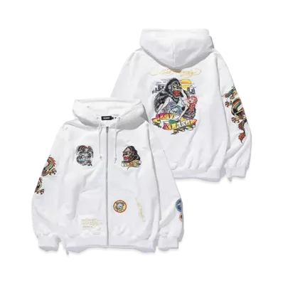 XLARGE x Ed Hardy Zip Hooded Sweatshirt "Off White"