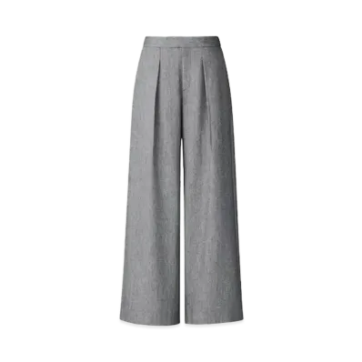 Uniqlo C Women'S Tweed Tuck Wide Pants "Dark Gray"