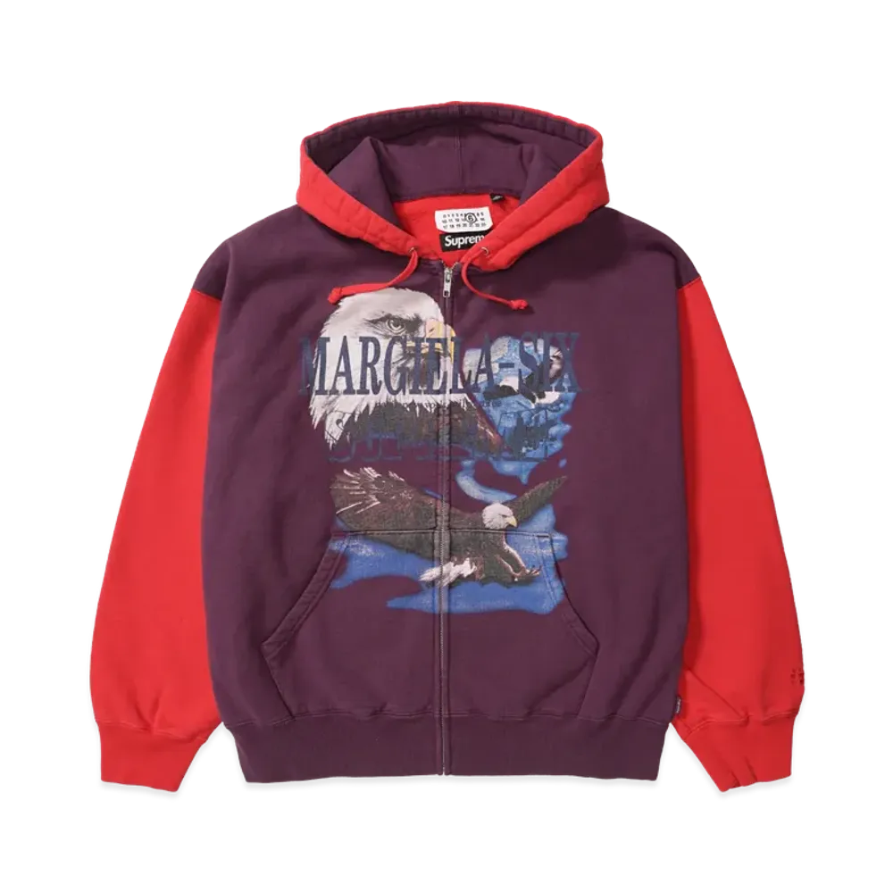 Supreme x MM6 Maison Margiela Eagle Zip Up Hooded Sweatshirt "Purple"