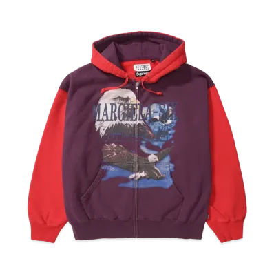 Supreme x MM6 Maison Margiela Eagle Zip Up Hooded Sweatshirt "Purple"