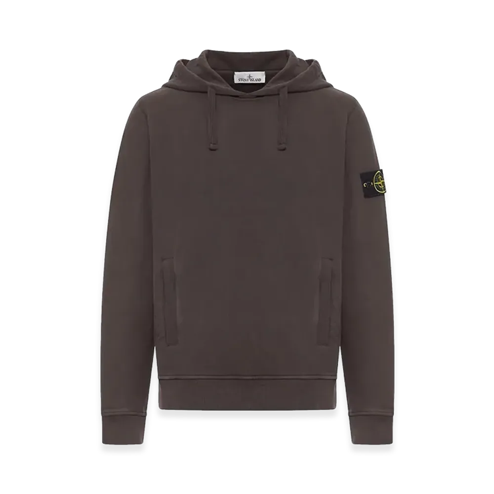 Stone Island Brushed Organic Cotton Fleece Hoodie "Lead Grey"