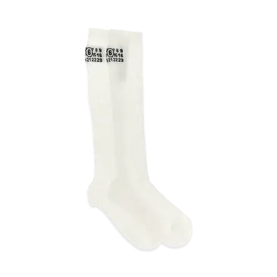 MM6 Maison Margiela Women's Bootleg Socks "White"