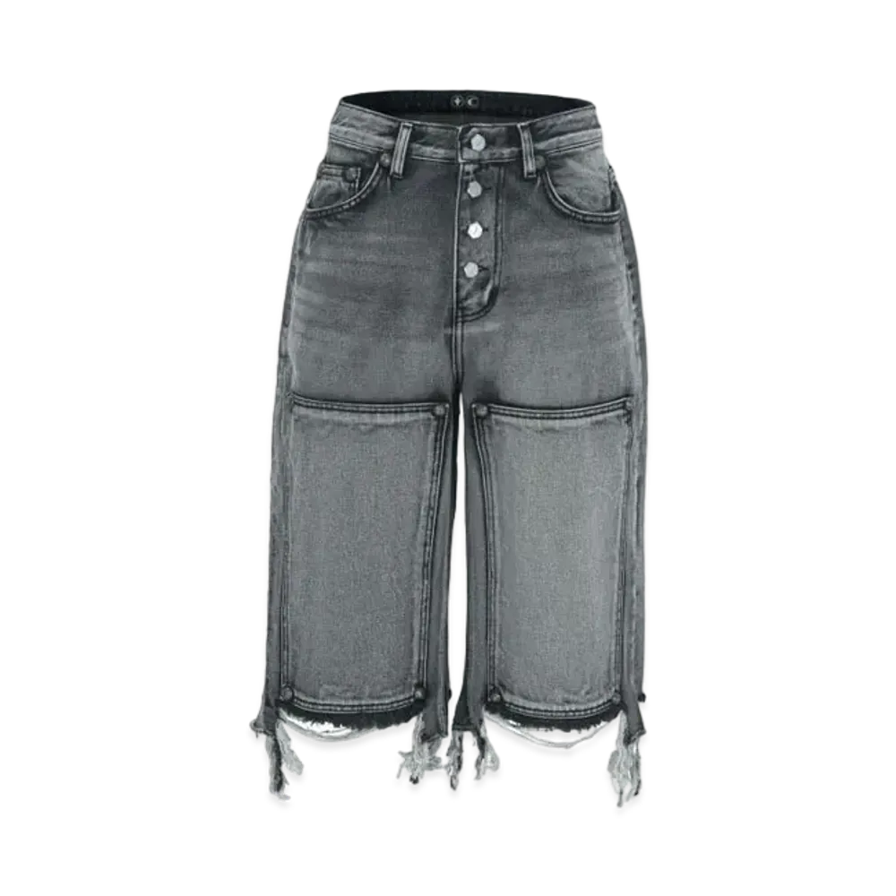 THUG CLUB Double Knee Denim Shorts "Black"