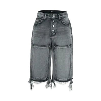 THUG CLUB Double Knee Denim Shorts "Black"