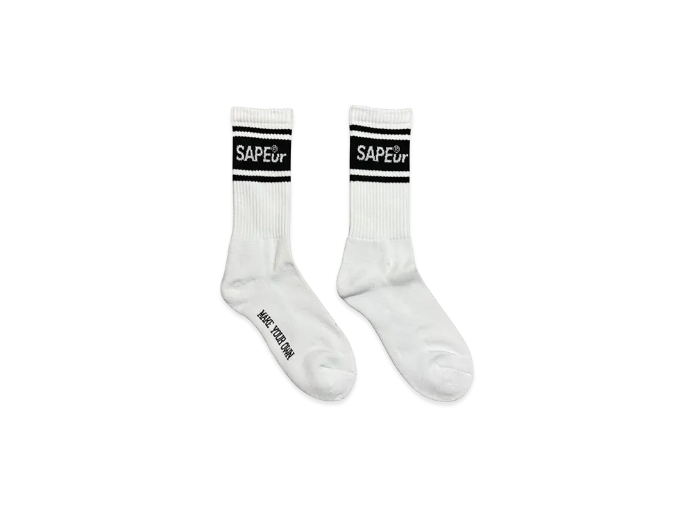 SAPEur Double Line Crew Socks "White"