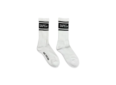 SAPEur Double Line Crew Socks "White"