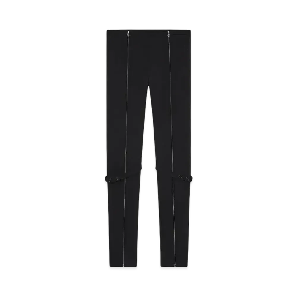 Courreges Zipped Stretch Wool Tailored Pants "Black"
