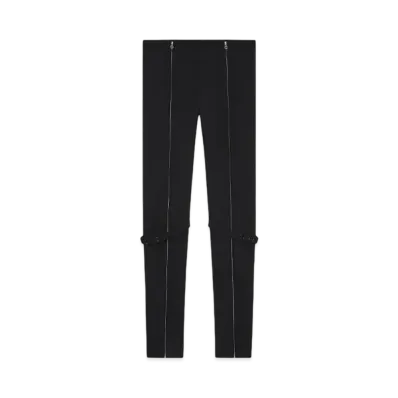 Courreges Zipped Stretch Wool Tailored Pants "Black"