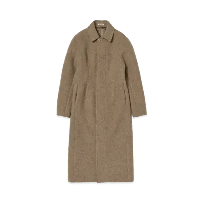 AURALEE Sponge Wool Melton Soutien Collar Coat "Top Brown"