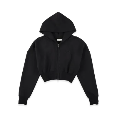 WIND AND SEA Cozy Cloud Zip-Up Cropped Hooded Sweatshirt "Black"