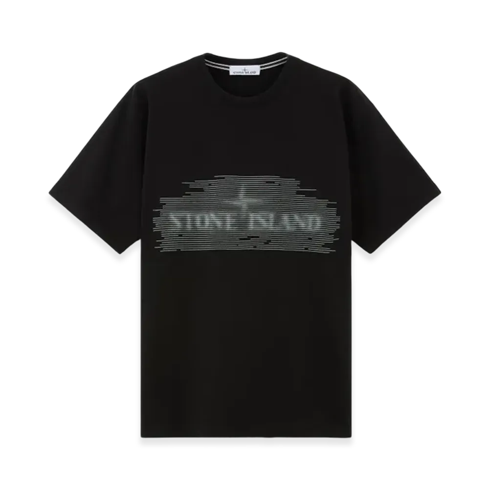 Stone Island 2RC86 24/2 Cotton Jersey T-Shirt with Optical One Print - 24FW "Black"