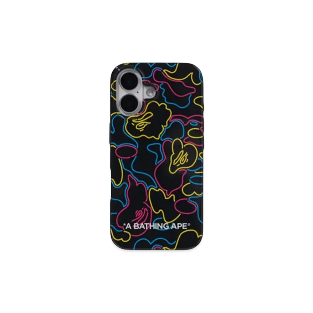 A BATHING APE Neon Camo Iphone 16 Case "Black"